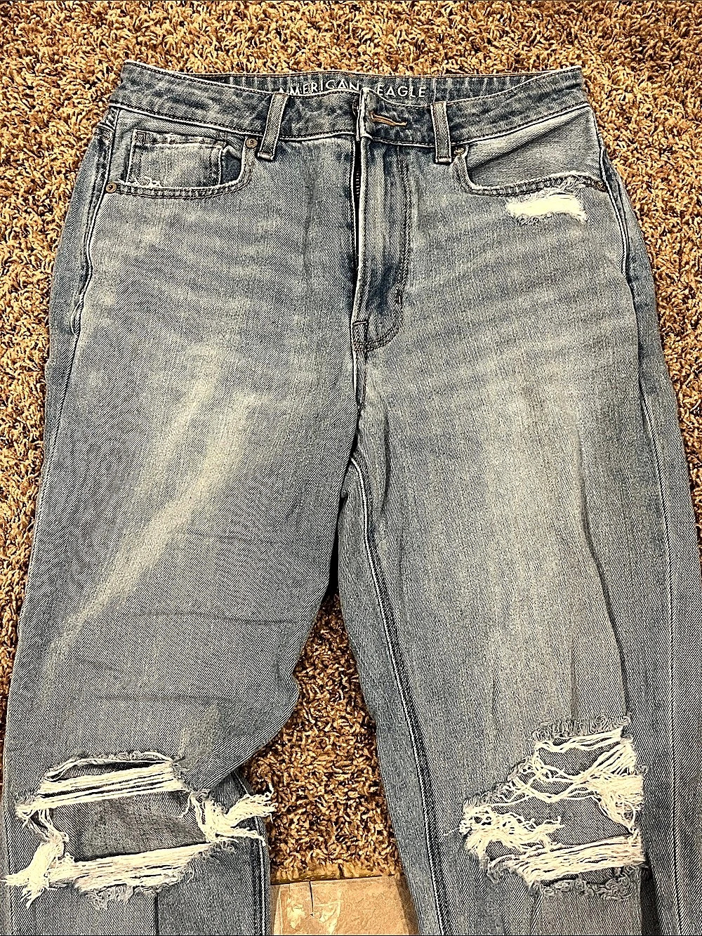 American Eagle Distressed Straight Leg Jeans Blue Size 6